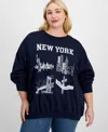 Grayson Threads, The Label Trendy Plus Size New York Graphic Sweatshirt In Blue