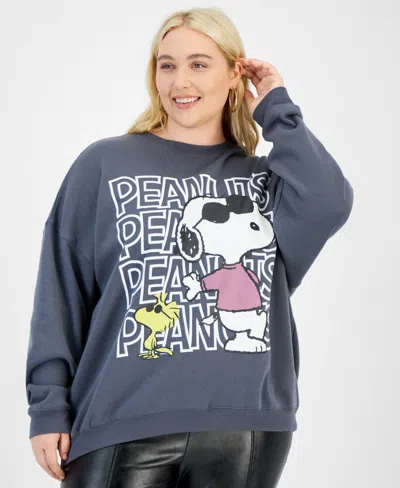 Grayson Threads, The Label Trendy Plus Size Peanuts Graphic Sweatshirt In Gray