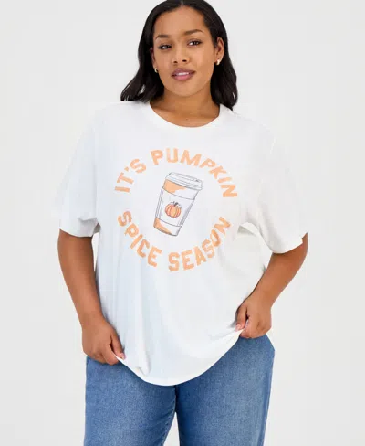 Grayson Threads, The Label Trendy Plus Size Pumpkin Spice Graphic T-shirt In White