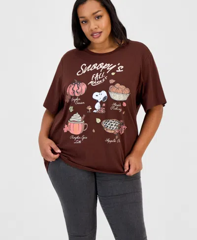 Grayson Threads, The Label Trendy Plus Size Snoopy Fall Market Graphic T-shirt In Brown