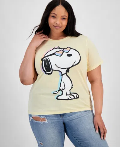Grayson Threads, The Label Trendy Plus Size Snoopy Graphic T-shirt In Yellow