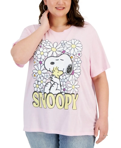 Grayson Threads, The Label Trendy Plus Size Snoppy Flower Graphic T-shirt In Pink