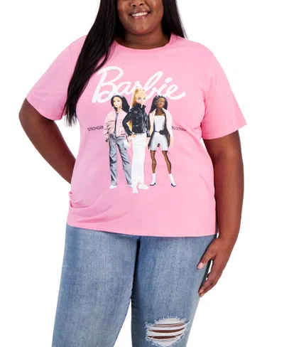 Grayson Threads, The Label Trendy Plus Size Three Barbie Cotton T-shirt In Pink