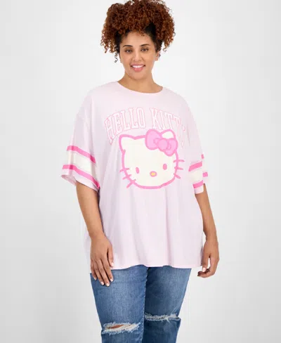 Grayson Threads, The Label Trendy Plus Size Varsity Hello Kitty T-shirt In Pink