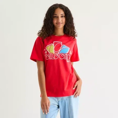 Grayson Threads, The Label Uno Boyfriend Womens Juniors Crew Neck Short Sleeve Regular Fit Graphic T-shirt In Red