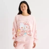 Grayson Threads, The Label Womens Juniors Crew Neck Long Sleeve Hello Kitty Sweatshirt In Pink