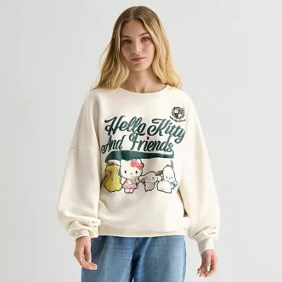 Grayson Threads, The Label Womens Juniors Crew Neck Long Sleeve Hello Kitty Sweatshirt In White
