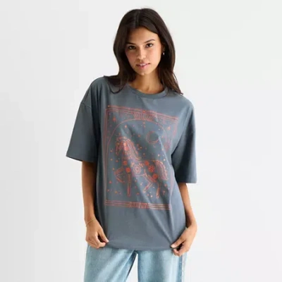 Grayson Threads, The Label Womens Juniors Crew Neck Short Sleeve Graphic T-shirt In Blue