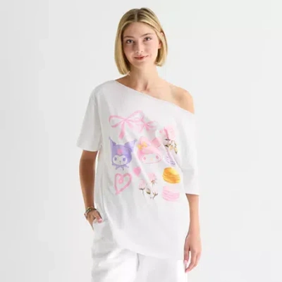 Grayson Threads, The Label Womens Juniors Crew Neck Short Sleeve Hello Kitty Graphic T-shirt In White