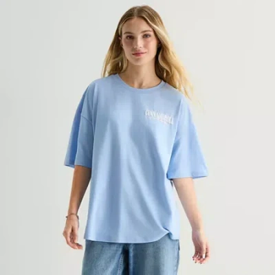 Grayson Threads, The Label Womens Juniors Crew Neck Short Sleeve Oversized Cinnamoroll Graphic T-shirt In Blue