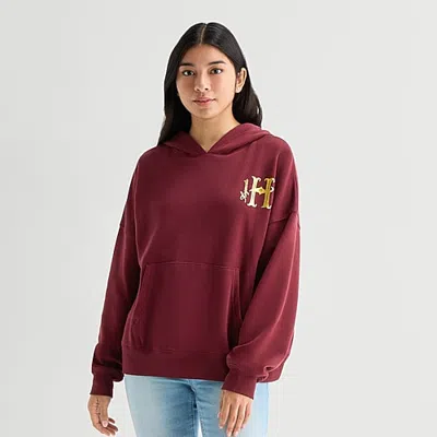 Grayson Threads, The Label Womens Juniors Long Sleeve Harry Potter Fleece Hoodie In Red