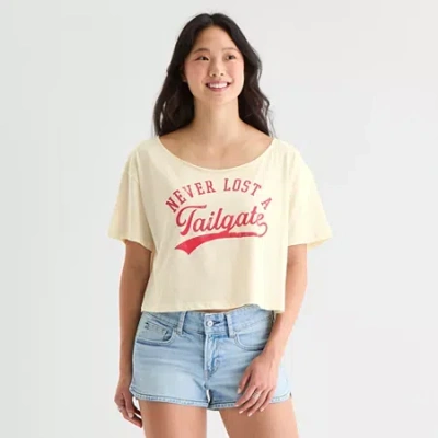 Grayson Threads, The Label Womens Juniors Scoop Neck Short Sleeve Fitted Graphic T-shirt In White