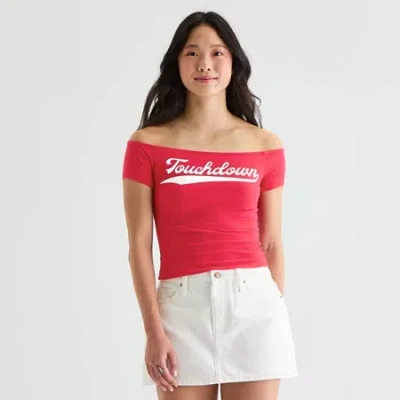 Grayson Threads, The Label Womens Juniors Short Sleeve Loose Fit Graphic T-shirt In Red