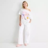 Grayson Threads, The Label Womens Juniors Straight Mid Rise Hello Kitty Pull-on Pant In White
