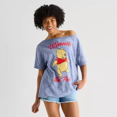 Grayson Threads, The Label Womens Short Sleeve Regular Fit Winnie The Pooh Graphic T-shirt In Blue