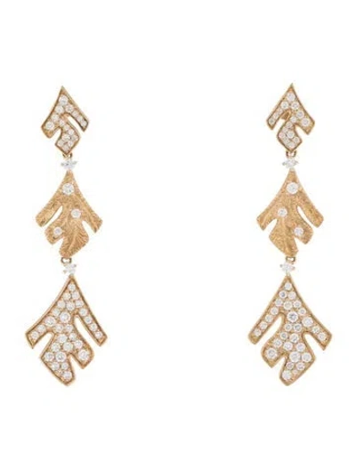 Pre-owned Graziela 18k 1.05ctw Diamond Samambaia Triple Drop Earrings In Multicolor