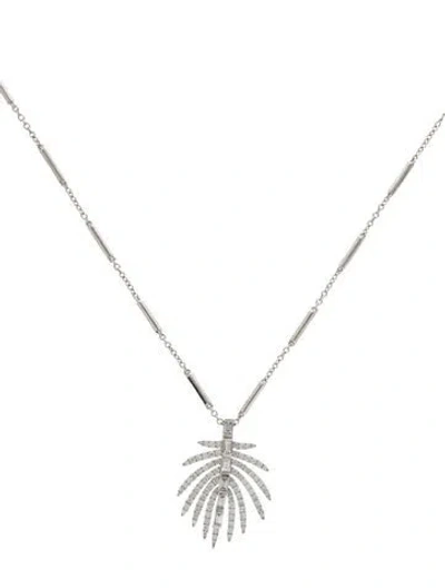 Pre-owned Graziela 18k 1.38ctw Diamond Palmeira Pendant Necklace, 18" In Transparent
