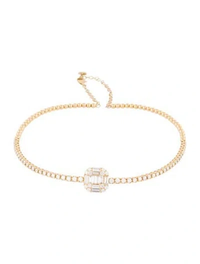 Pre-owned Graziela 18k 3.67ctw Diamond Illusion Choker Necklace, 16.5" In Multi