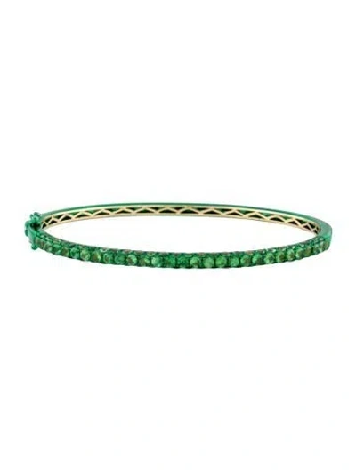 Pre-owned Graziela 18k 5.18ctw Tsavorite 3-sided Bangle, 7.25" In Multi