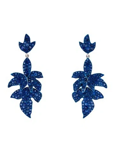 Pre-owned Graziela 18k 5.50ctw Sapphire Folha Drop Earrings In Multicolor