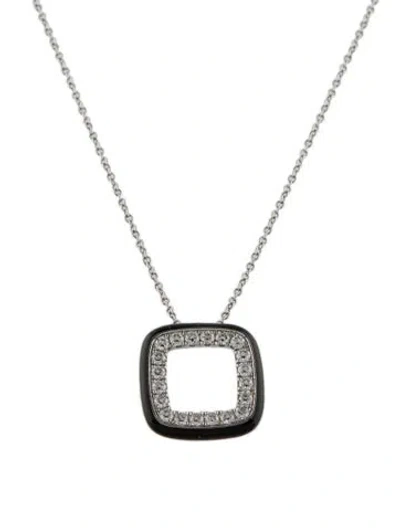 Pre-owned Graziela 18k Diamond & Enamel Pendant Necklace, 18" In Black