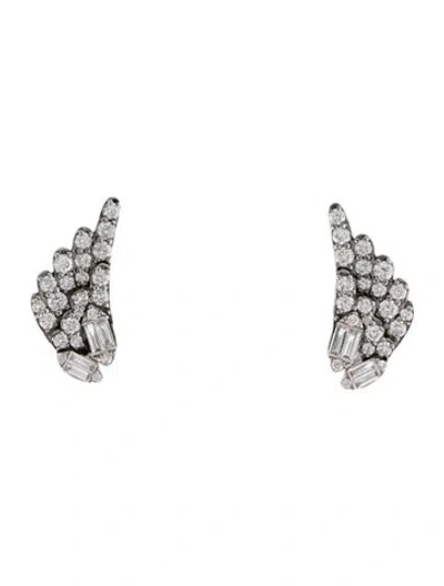 Pre-owned Graziela 18k Diamond Angel Wing Stud Earrings In Multicolor