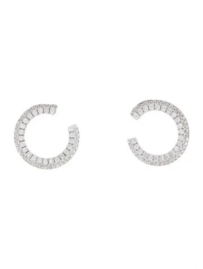 Pre-owned Graziela 18k Diamond Hoop Stud Earrings In Multicolor
