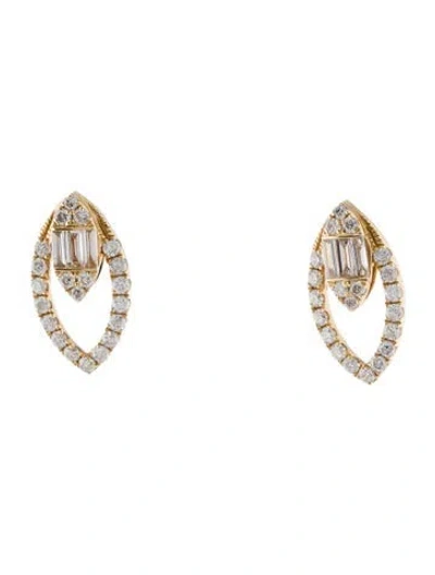 Pre-owned Graziela 18k Diamond Pluma Marquesa Open Stud Earrings In Multi