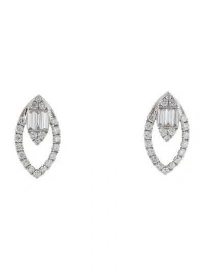 Pre-owned Graziela 18k Diamond Pluma Marquesa Open Stud Earrings In Multi