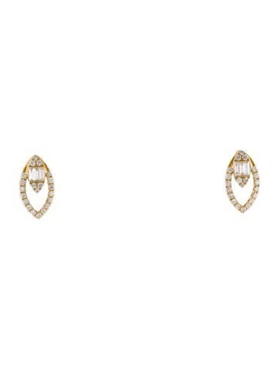Pre-owned Graziela 18k Diamond Pluma Stud Earrings In Multi