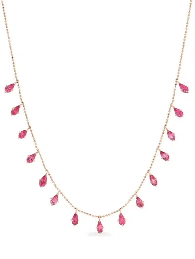 Graziela 18k Rose Gold Floating Tourmaline Necklace In Pink