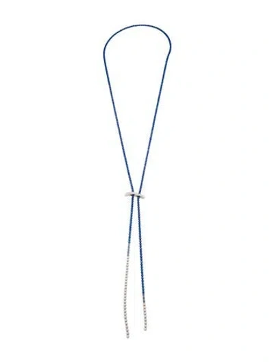 Pre-owned Graziela 18k Sapphire & Diamond Mega Swirl Ombre Slide Bolo Necklace, 40" In Multi