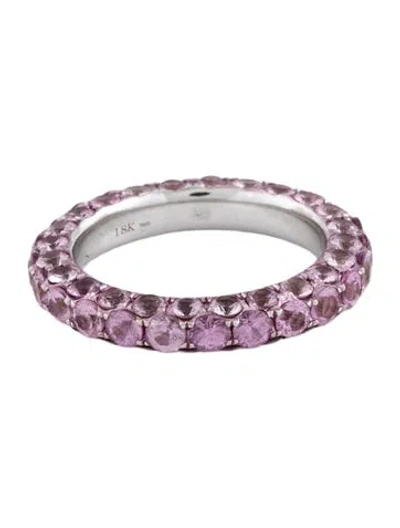 Pre-owned Graziela 18k Sapphire Three-sided Eternity Band Ring In Multicolor