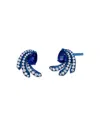 Graziela 18k White Gold & Blue Rhodium Amazonia Blue Sapphire & Diamond Fan Stud Earrings In Blue/white