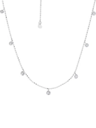 Graziela 18k White Gold Floating Diamond Necklace In Silver