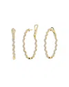Graziela 18k Yellow Gold Amazonia Diamond Wavy Medium Hoop Earrings In White/yellow