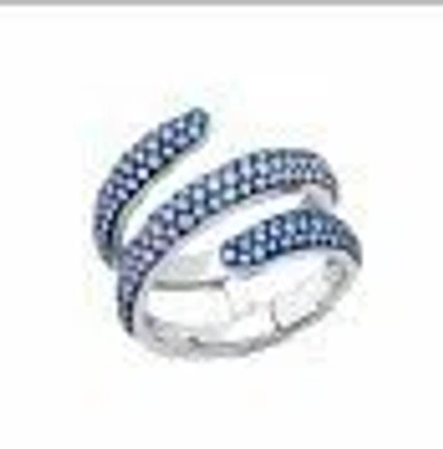 Graziela Blue Rhodium & Diamond Coil Ring