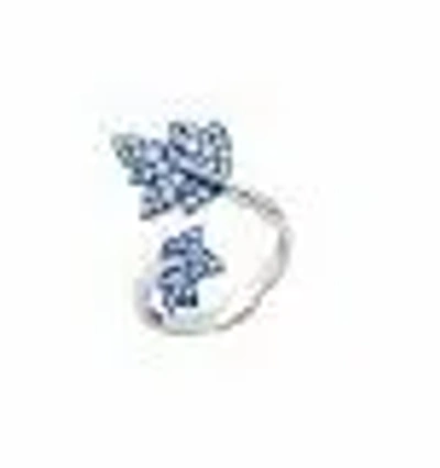 Graziela Blue Rhodium & Diamond Folha Ring In Metallic