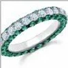 Graziela Emerald & Diamond 3 Sided Band Ring In Green