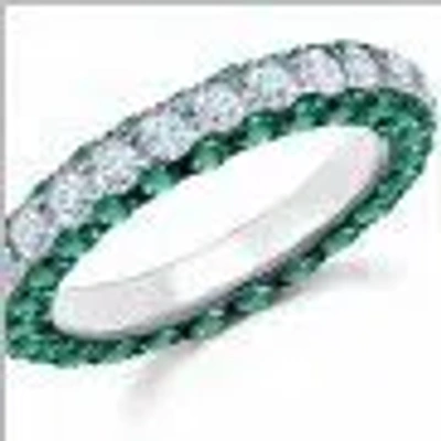 Graziela Emerald & Diamond 3 Sided Band Ring In Metallic