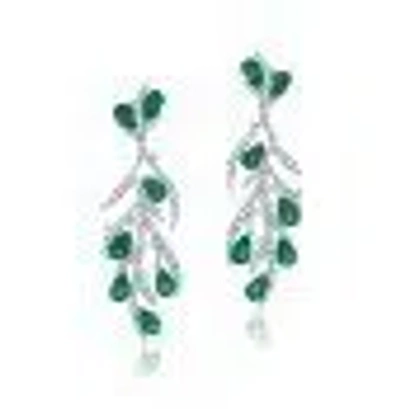 Graziela Emerald & Diamond Earrings In Green