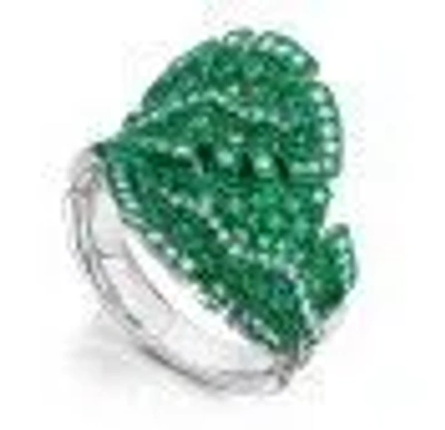 Graziela Emerald Folha Bypass Ring In Green
