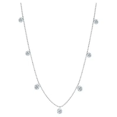 Pre-owned Graziela Gems 18k White Gold Small Floating Diamond Necklace � Designer Diamond