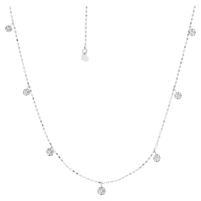Pre-owned Graziela Gems 18k White Gold Tiny Floating Diamond Necklace � Designer Floating