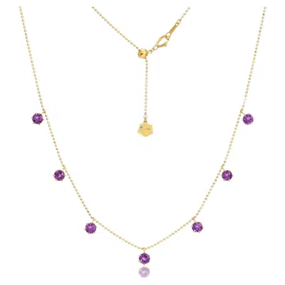 Pre-owned Graziela Gems 18k Yellow Gold Floating Amethyst Necklace � Luxury Amethyst Desig