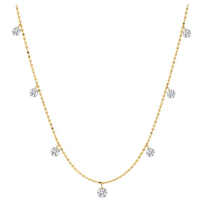 Pre-owned Graziela Gems 18k Yellow Gold Medium Floating Diamond Necklace � Luxury Designer