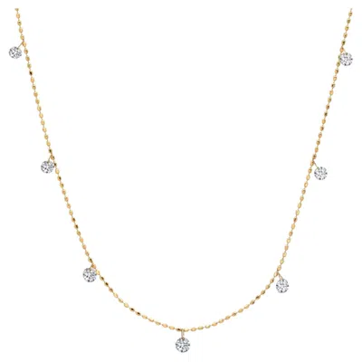 Pre-owned Graziela Gems 18k Yellow Gold Tiny Floating Diamond Necklace � Elegant Designer