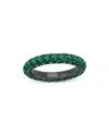 Graziela Gems Gems 18k White Gold & Dark Rhodium Emerald Three Sided Band In Green