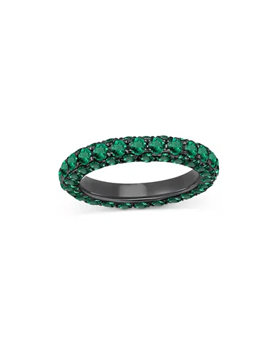 Graziela Gems Gems 18k White Gold & Dark Rhodium Emerald Three Sided Band In Green