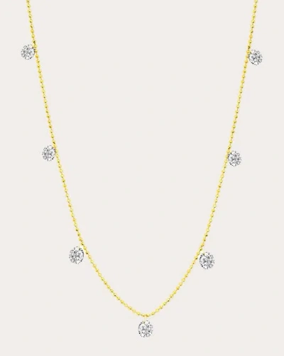 Graziela Gems Women's 18k Gold Small Floating Diamond Station Necklace With 9 Diamonds